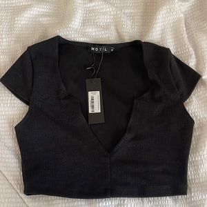MOTEL Guanna Top Rib Black